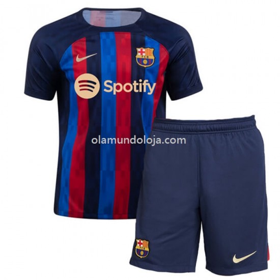 Camisola FC Barcelona Criança Equipamento Primeiro 2022-2023 Manga Corta
